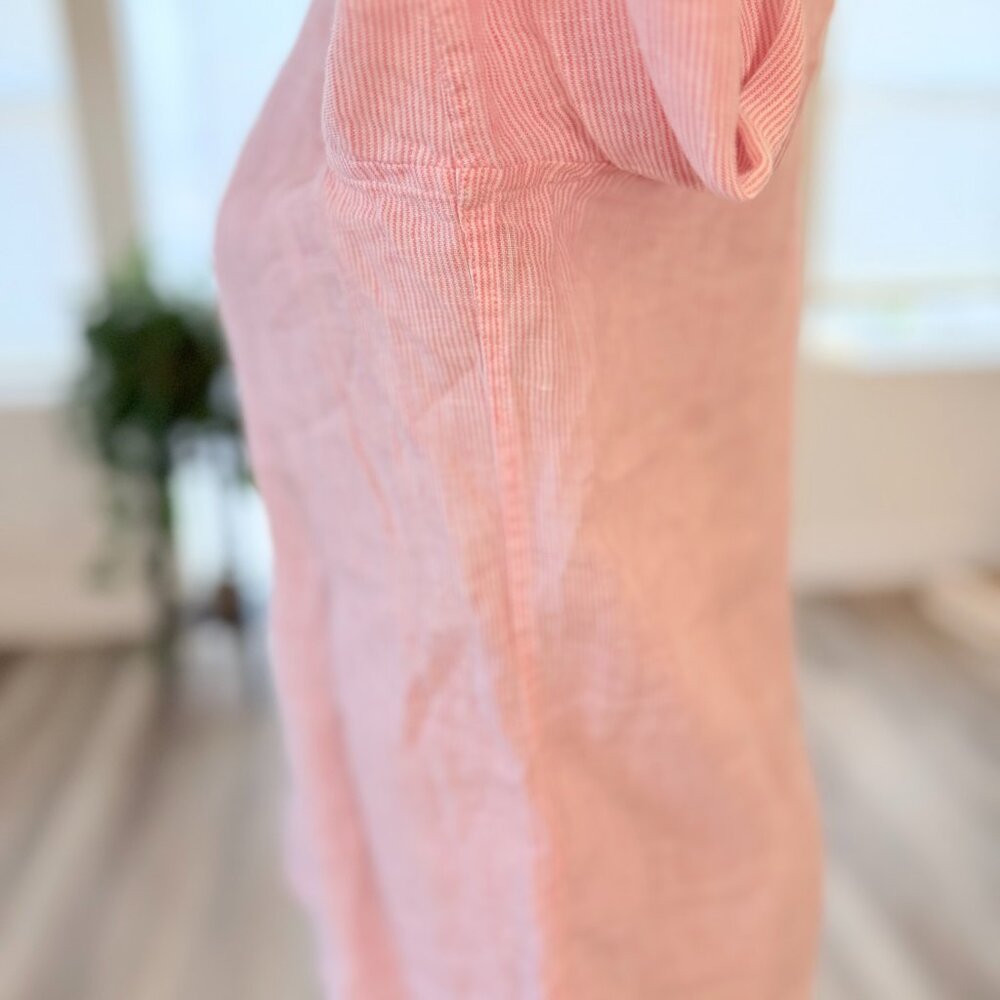 Barbour Pink Linen Relaxed Fit Button Down Shirt Size 12 Large - Picture 5 of 11
